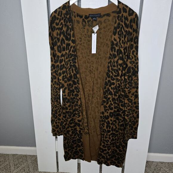 Sanctuary Lenox Leopard Animal Print Open Duster Long Cardigan Size Women’s‎ XL - Picture 2 of 9